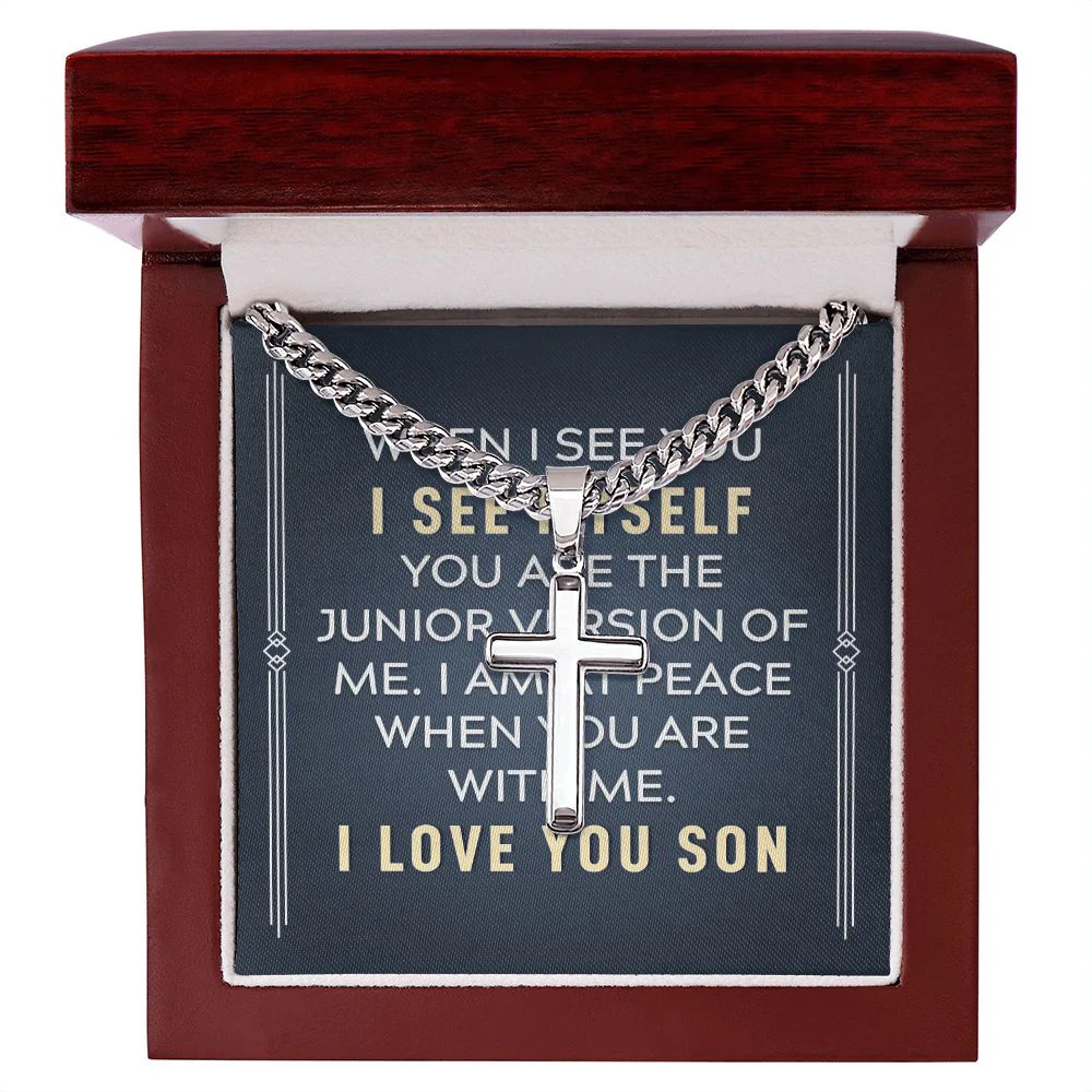 To My Son When I See You Artisan Cross Cuban Chain Luxury Box